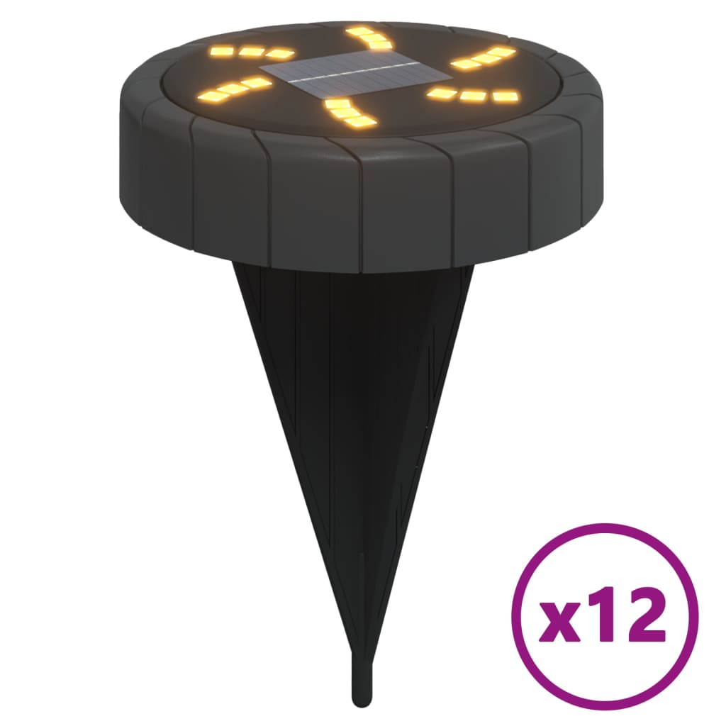 VidaXL Bodenleuchten, 12 Stück, Solar, mit Erdspießen, warmweiß