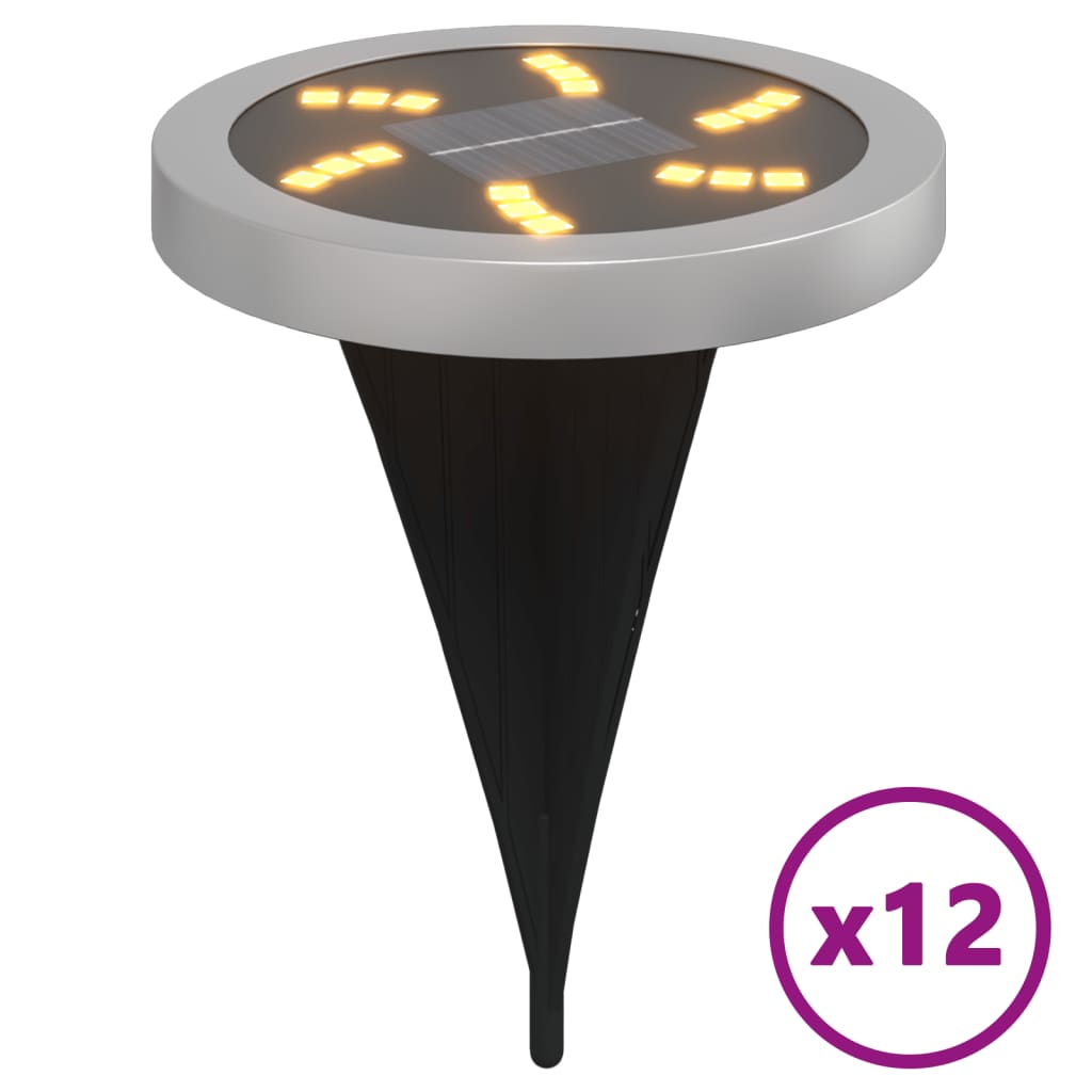 VidaXL Bodenleuchten, 12 Stück, Solar, mit Erdspießen, warmweiß