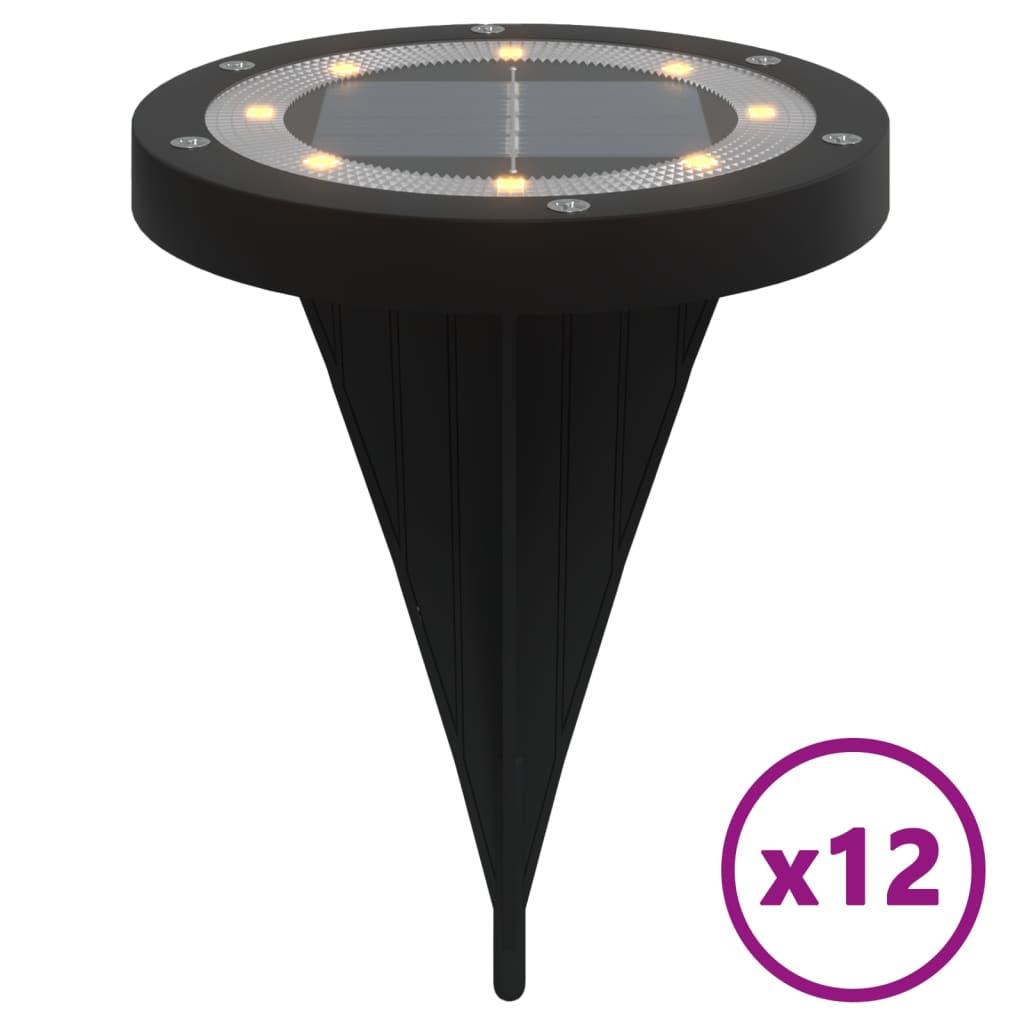 VidaXL Bodenleuchten, 12 Stück, Solar, mit Erdspießen, warmweiß