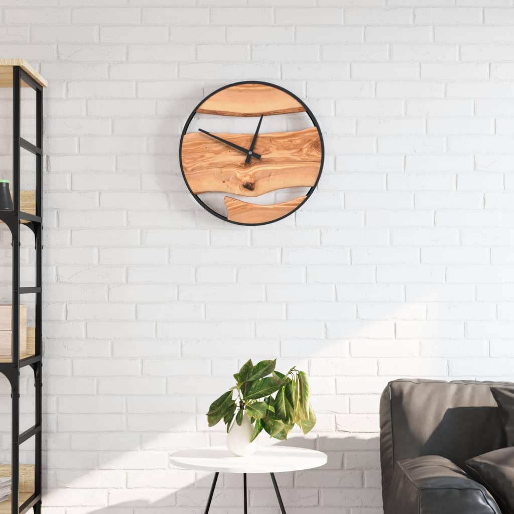 VidaXL Wanduhr ø35 cm Eisen und Olivholzbraun