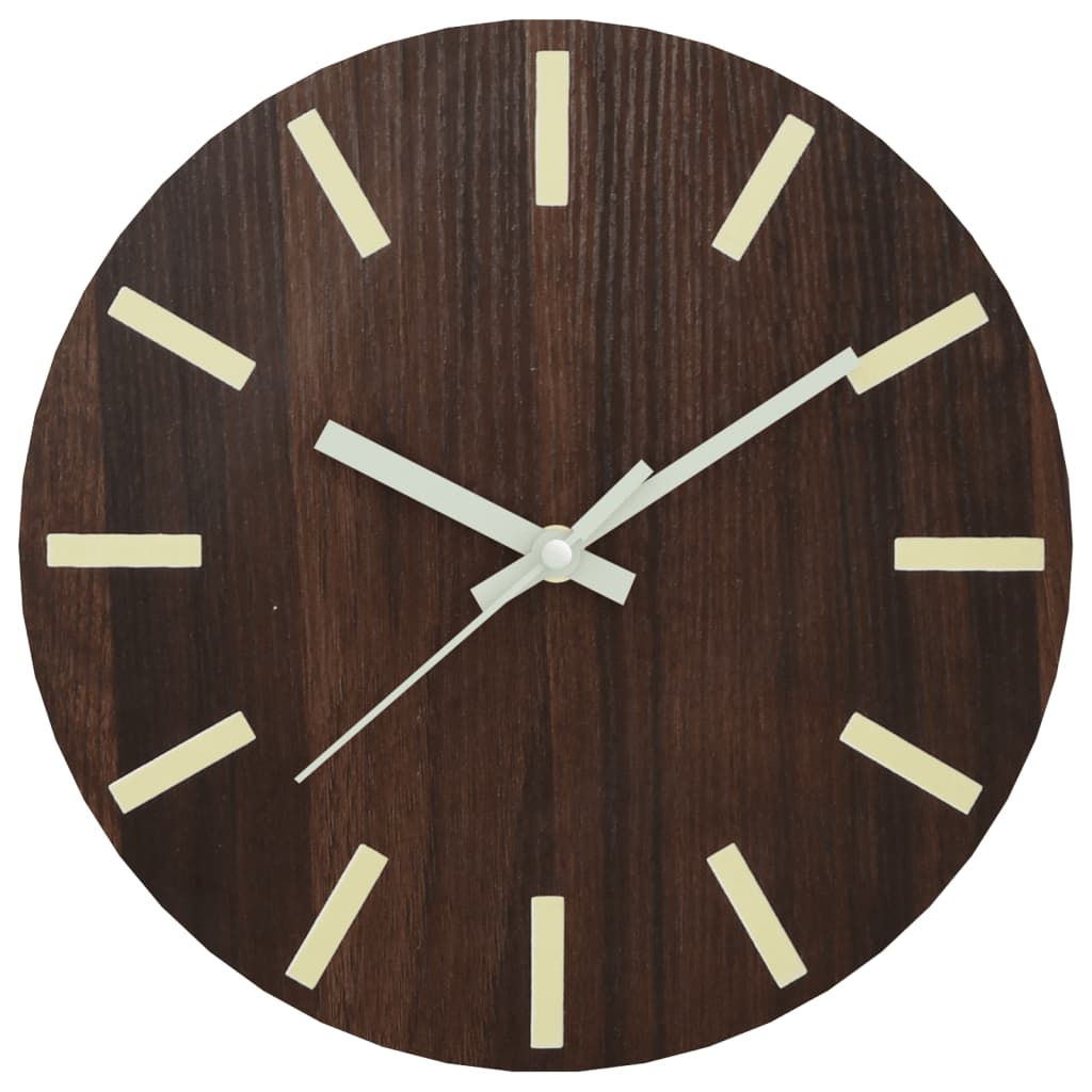 VidaXL Wanduhr mit Leuchtzifferblatt und -zeigern, ø30 cm, Braun