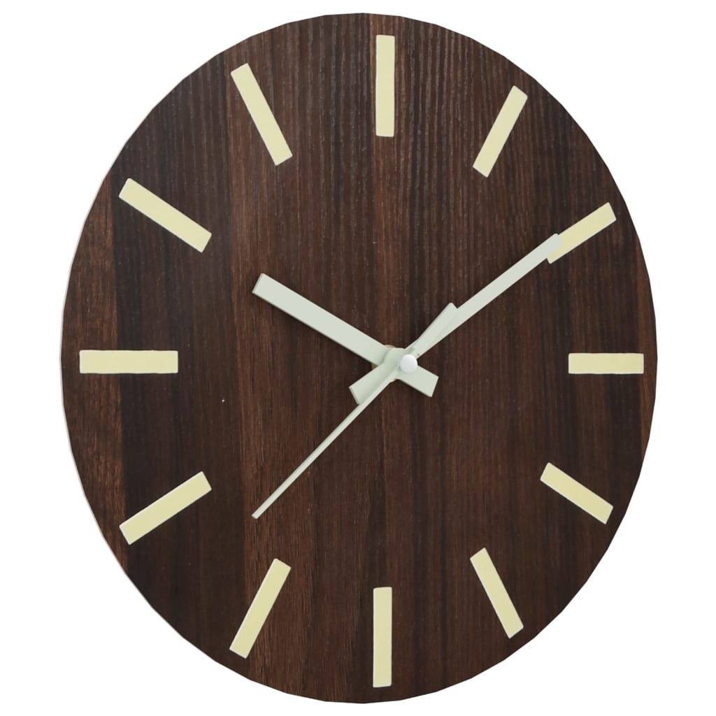 VidaXL Wanduhr mit Leuchtzifferblatt und -zeigern, ø30 cm, Braun