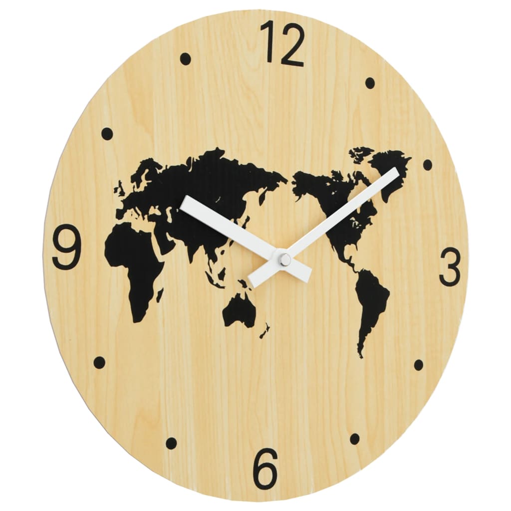 VidaXL Wanduhr ø30 cm, Holzoptik, Gelb und Schwarz