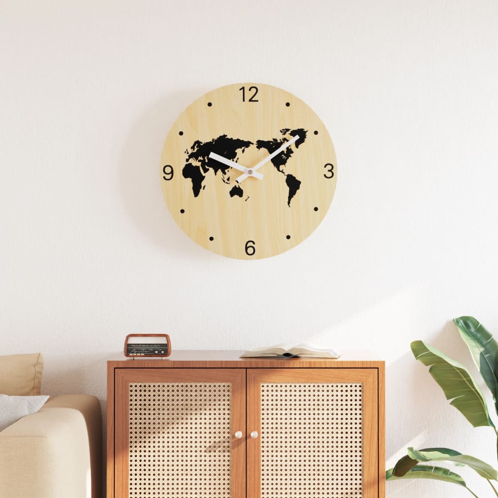 VidaXL Wanduhr ø30 cm, Holzoptik, Gelb und Schwarz