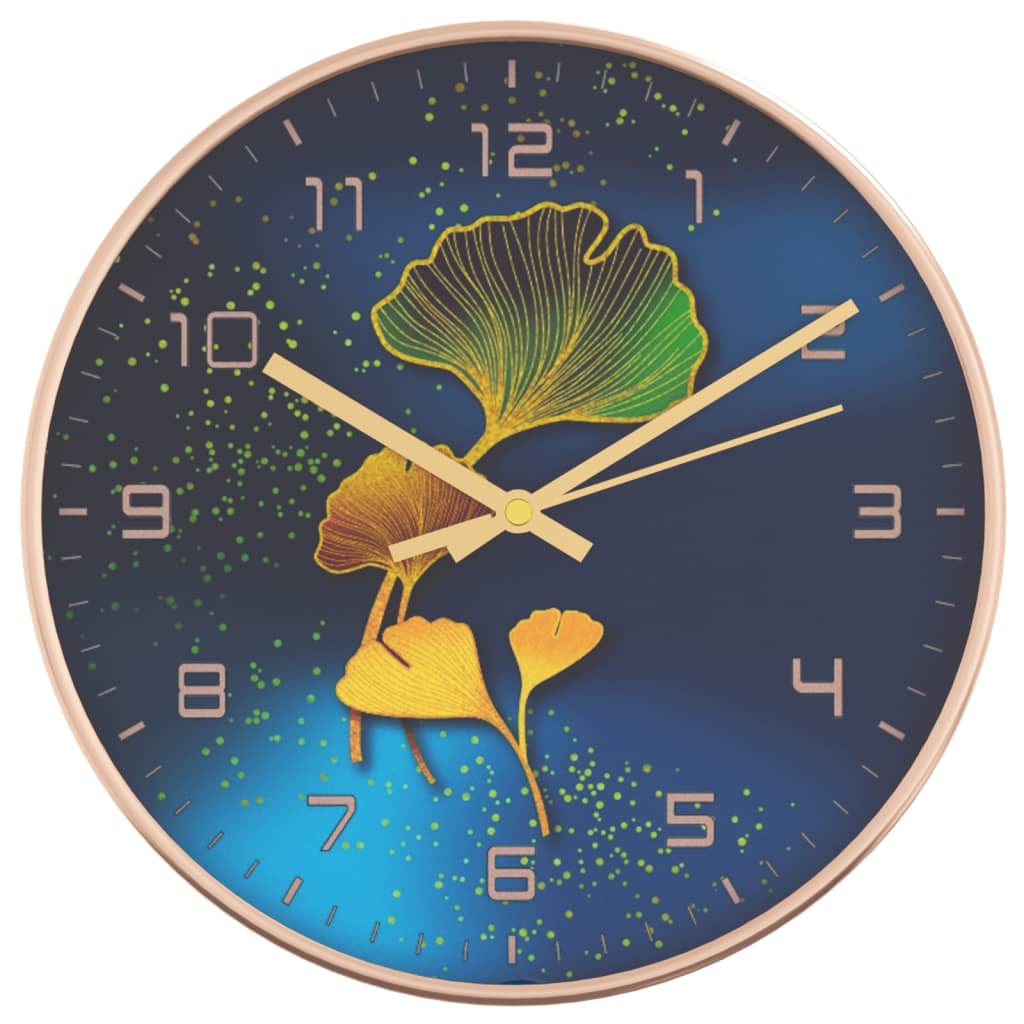 VidaXL Wanduhr ø29,5 cm Polystyrol und Glas Goldfarben und Blau
