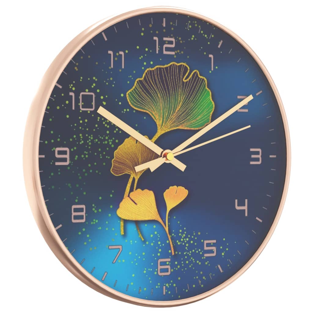 VidaXL Wanduhr ø29,5 cm Polystyrol und Glas Goldfarben und Blau