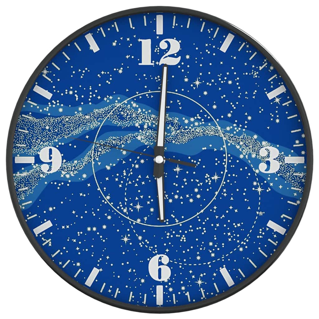 VidaXL Wanduhr mit Leuchtzifferblatt und -zeigern, ø30 cm, Blau