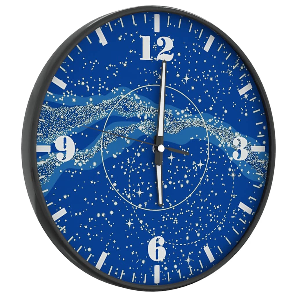VidaXL Wanduhr mit Leuchtzifferblatt und -zeigern, ø30 cm, Blau