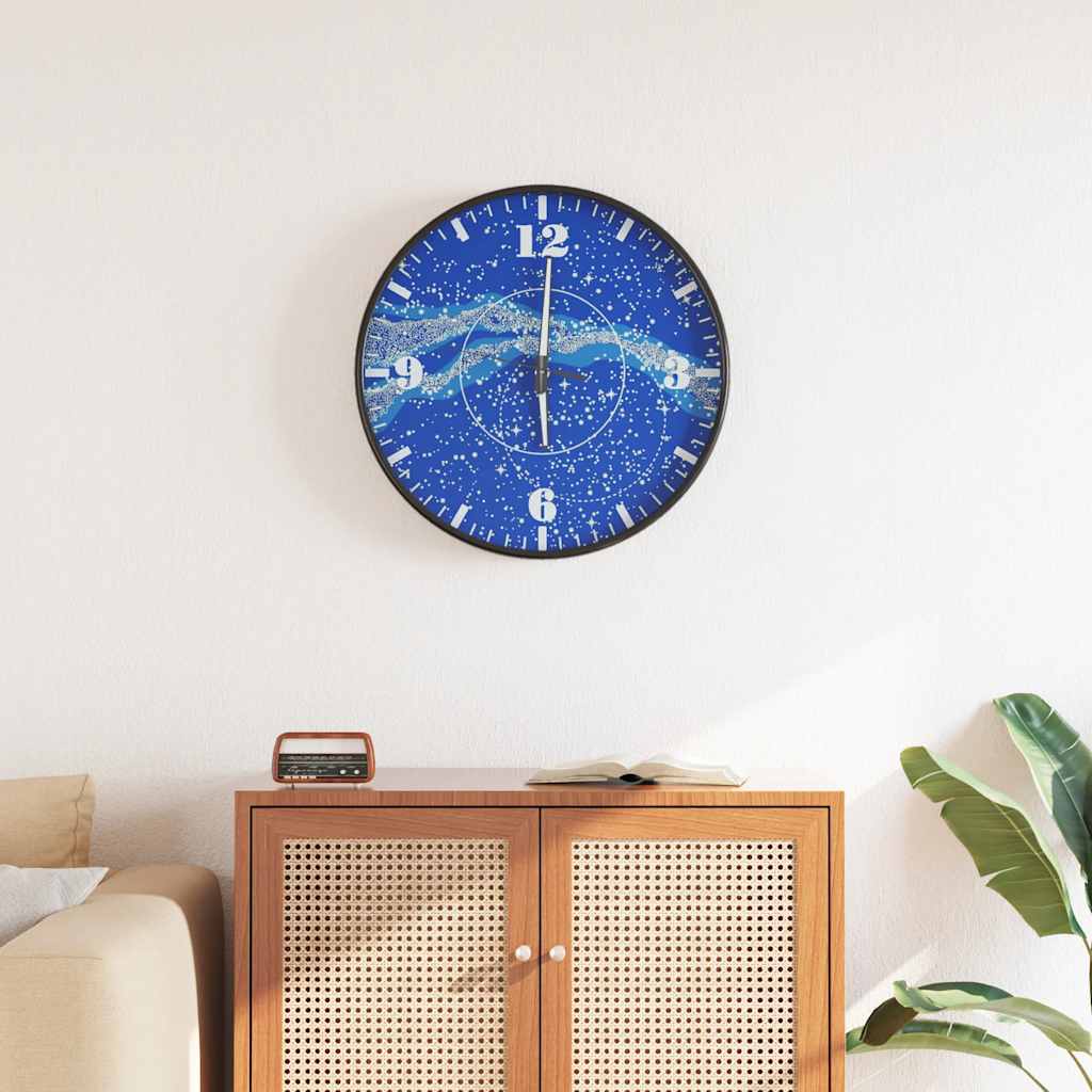 VidaXL Wanduhr mit Leuchtzifferblatt und -zeigern, ø30 cm, Blau