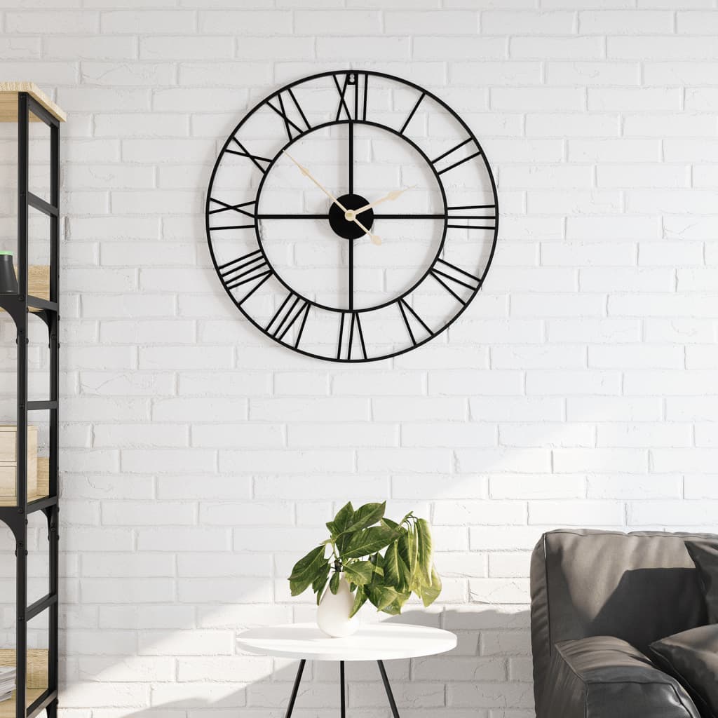 VidaXL Wanduhr ø50 cm Eisen Schwarz