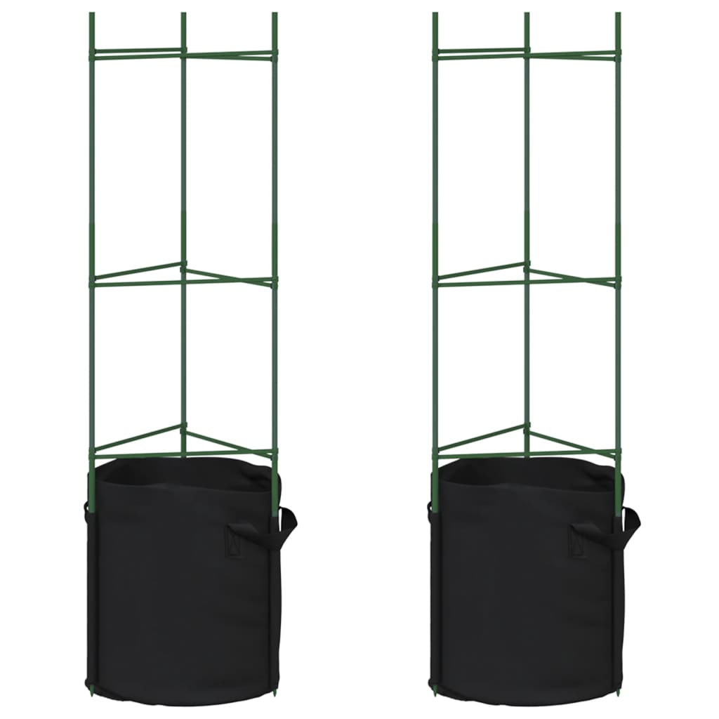 VidaXL Tomatenkäfig mit Pflanzsack, 2 Stück, 116 cm, Stahl und Polypropylen