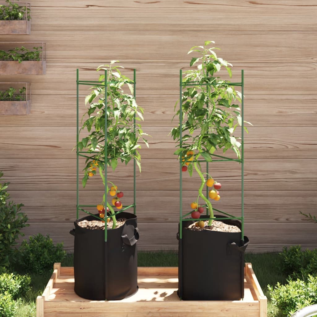 VidaXL Tomatenkäfig mit Pflanzsack, 2 Stück, 116 cm, Stahl und Polypropylen
