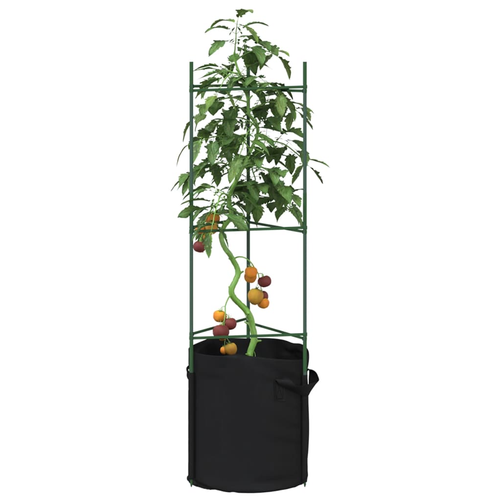 VidaXL Tomatenkäfig mit Pflanzsack, 2 Stück, 116 cm, Stahl und Polypropylen