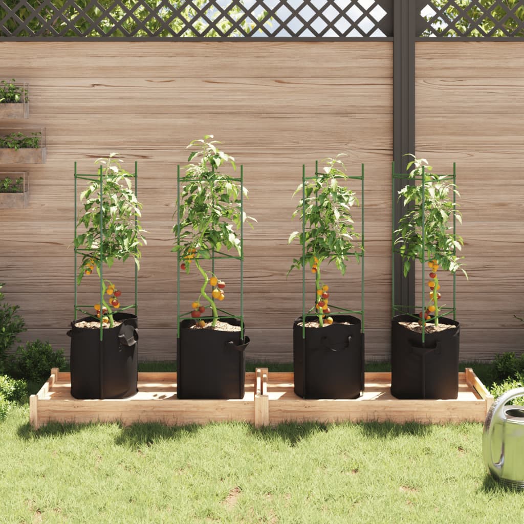 Vidaxl tomatenkooien met plantenzak 4 st 116 cm staal en polypropeen