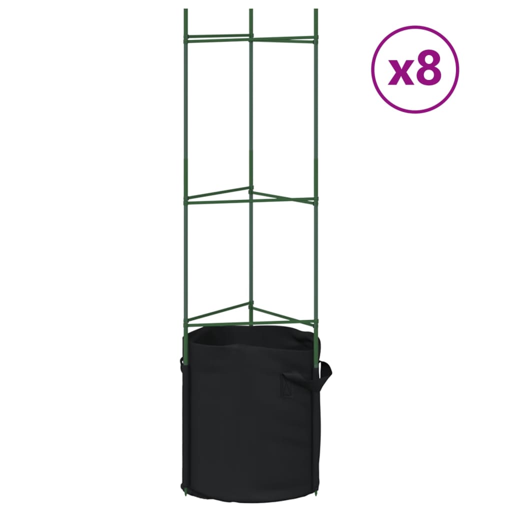Vidaxl tomatenkooien met plantenzak 8 st 116 cm staal en polypropeen
