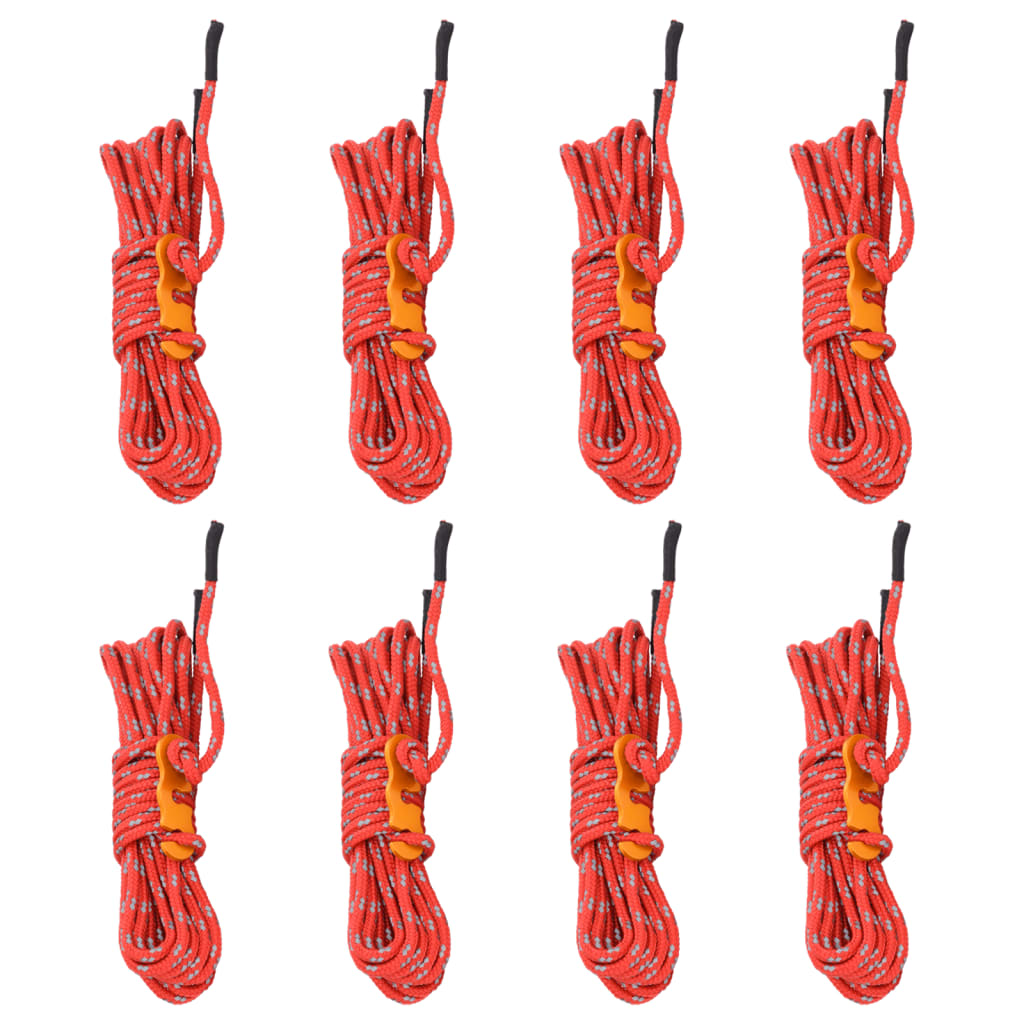 VidaXL Zeltabspannleinen mit Spannern, 8 Stück, reflektierend, 4 m, 4 mm
