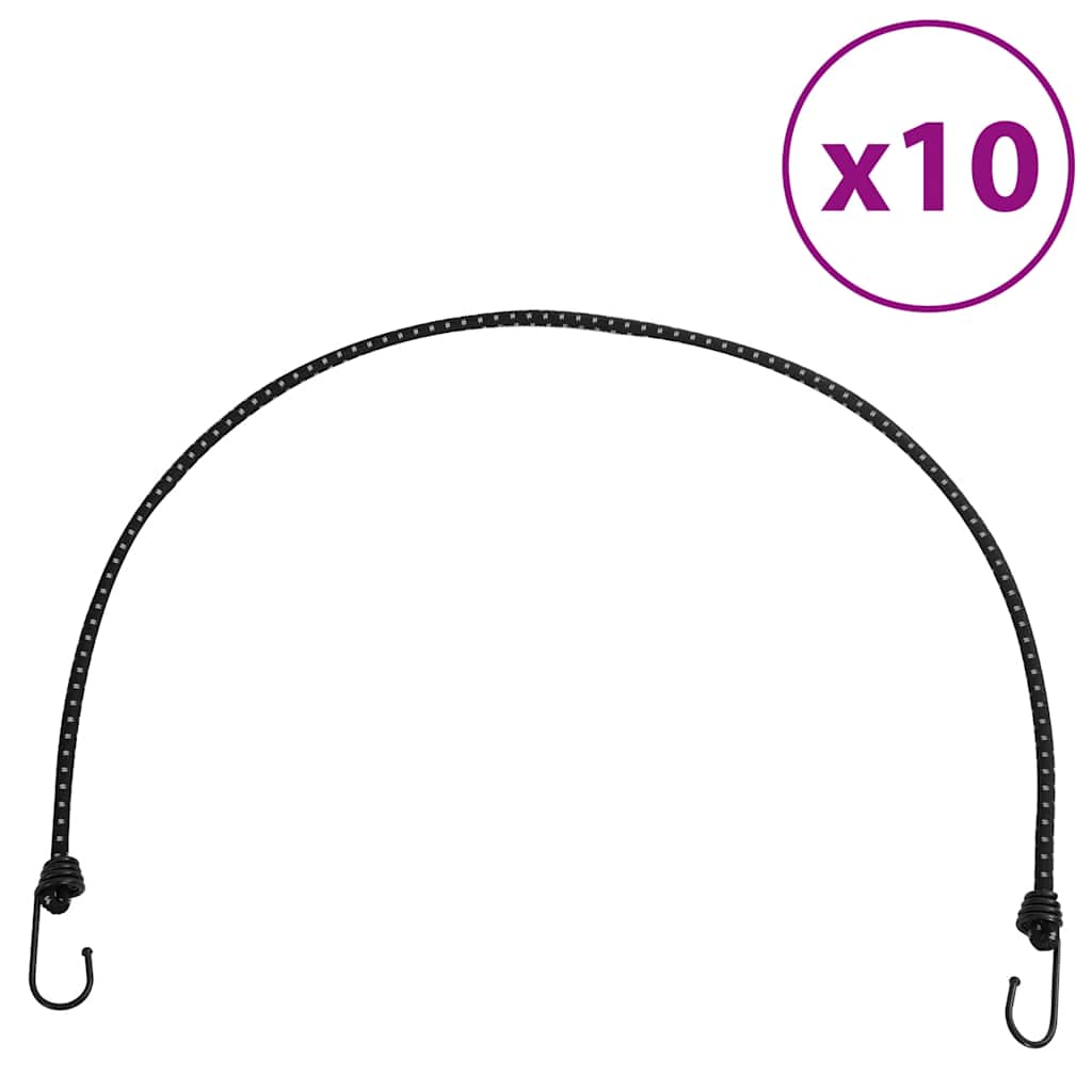 VidaXL Gummibänder mit Reflektorstreifen und Haken, 10 Stück, 100 cm
