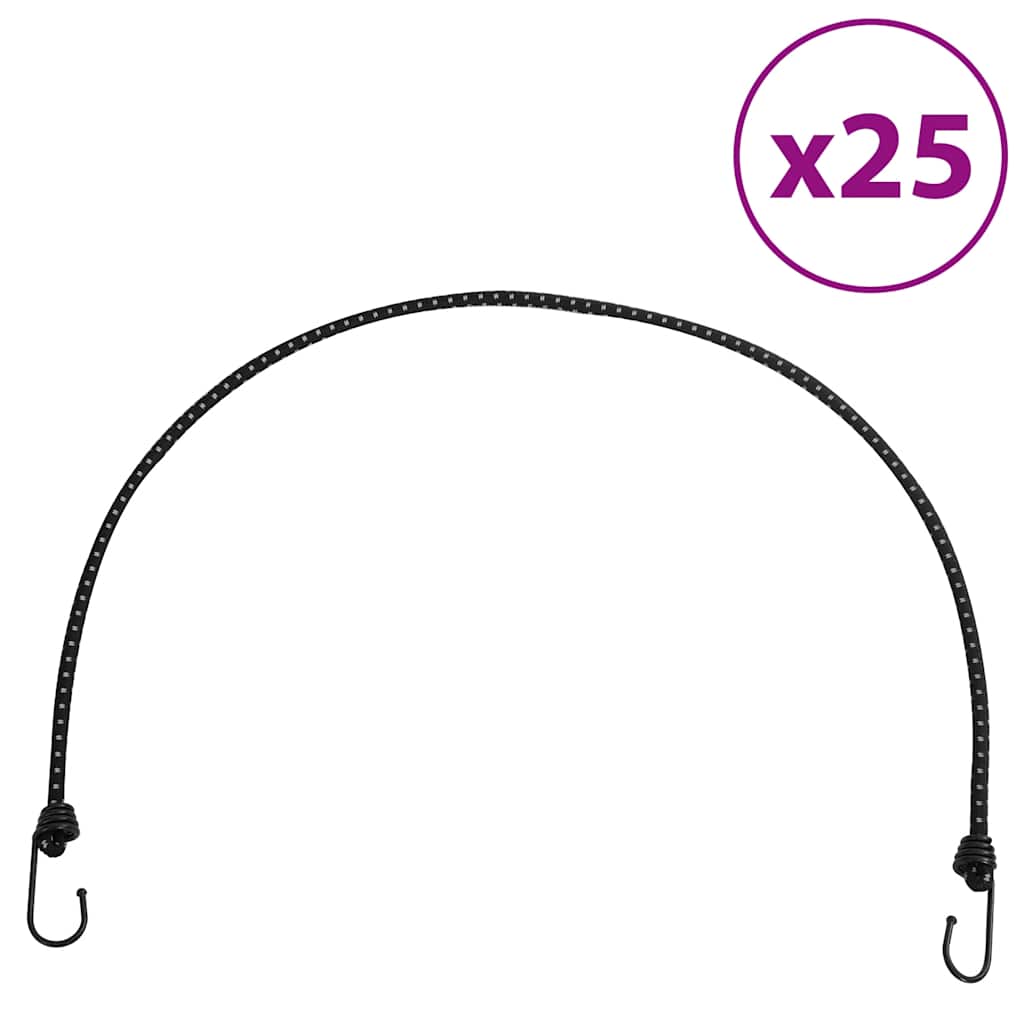 VidaXL Gummibänder mit Reflektorstreifen und Haken, 25 Stück, 100 cm