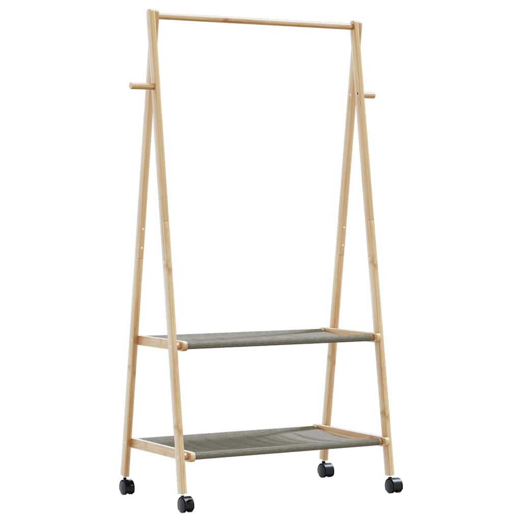 VidaXL Kleiderständer mit Ablagen und Rollen, 96 x 45,5 x 155,5 cm, Bambus