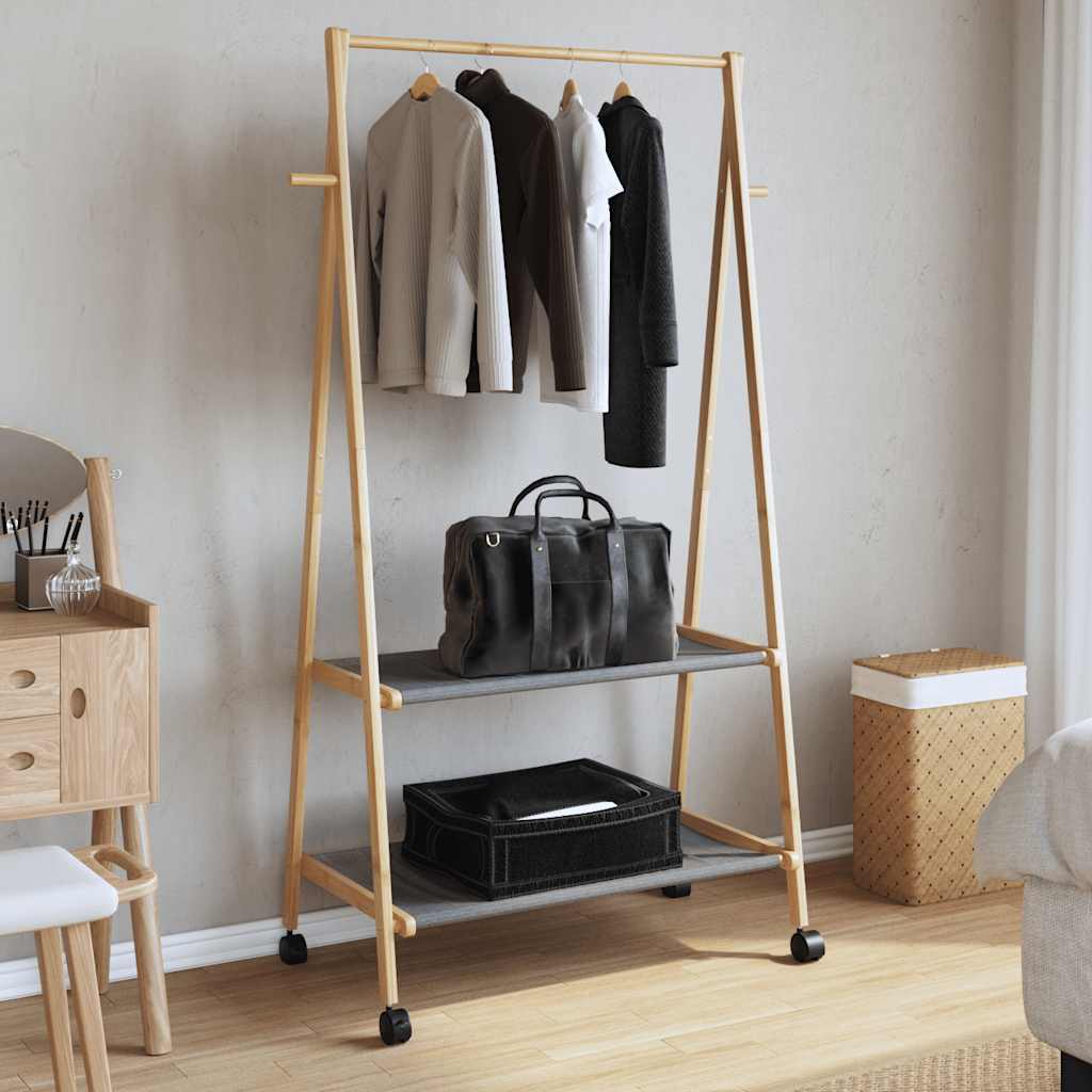 VidaXL Kleiderständer mit Ablagen und Rollen, 96 x 45,5 x 155,5 cm, Bambus