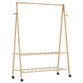 Vidaxl -Kleidungsständer mit Regalen und Rädern 132x45,5x155,5 cm Bambus