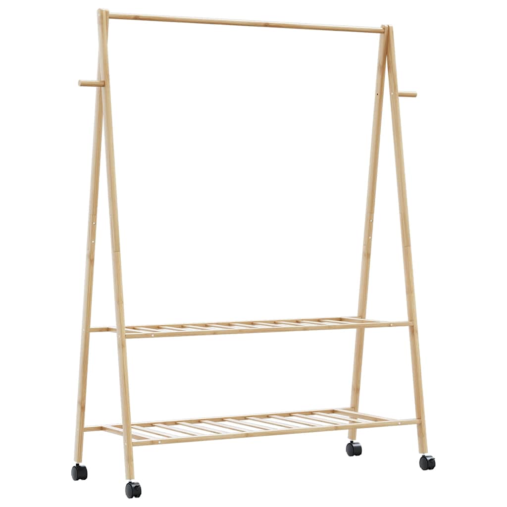 Vidaxl -Kleidungsständer mit Regalen und Rädern 132x45,5x155,5 cm Bambus