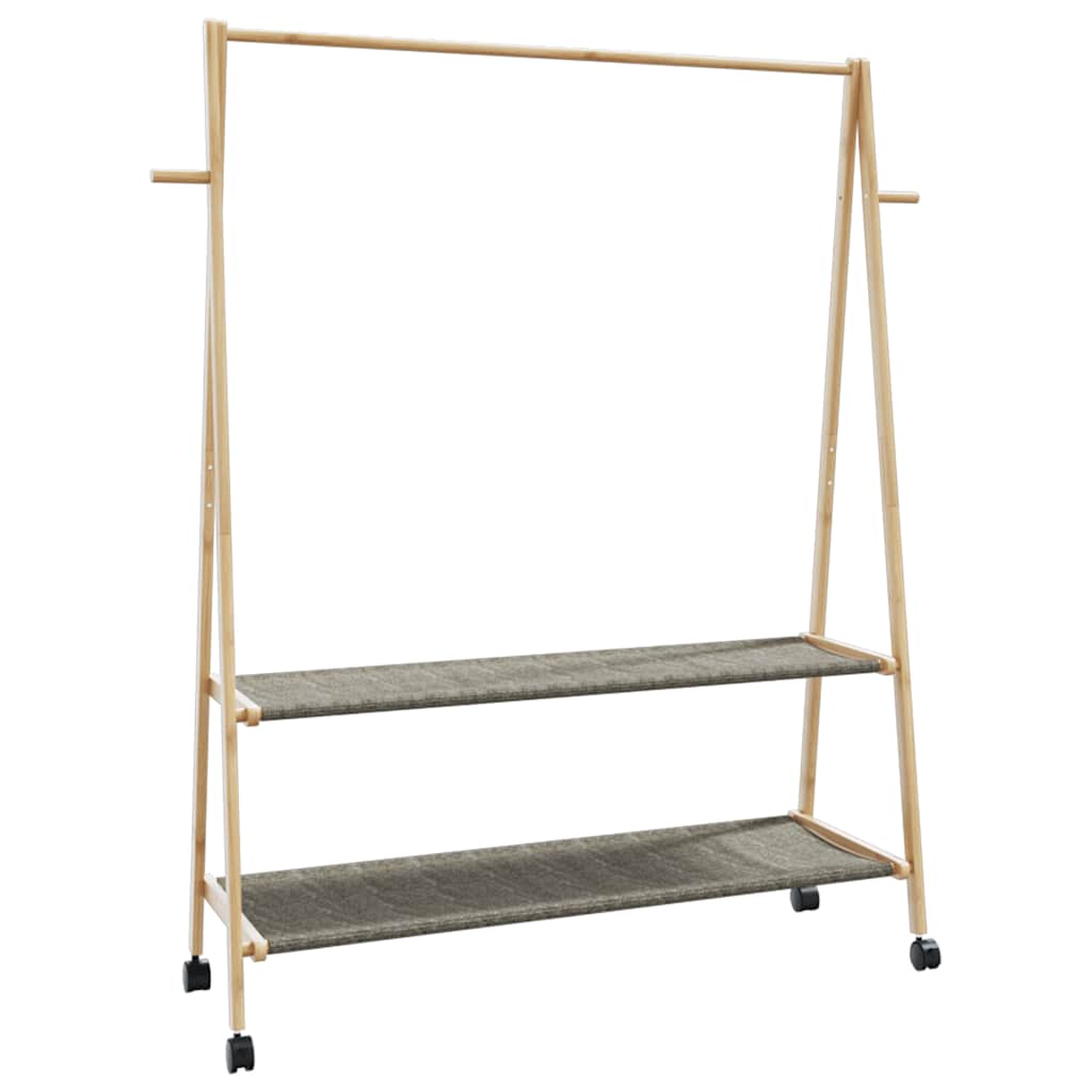 VidaXL Kleiderständer mit Ablagen und Rollen, 132 x 45,5 x 155,5 cm, Bambus