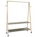 VidaXL Kleiderständer mit Ablagen und Rollen, 132 x 45,5 x 155,5 cm, Bambus
