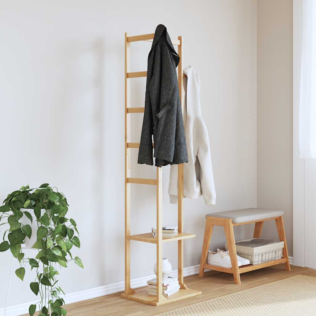 VidaXL Garderobenständer mit Haken und Ablagen 38,5 x 30 x 156 cm Bambus
