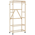 Vidaxl kledingrek met schappen en wielen 90x40x179,5 cm bamboe