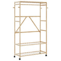 Vidaxl kledingrek met schappen en wielen 110x40x180 cm bamboe