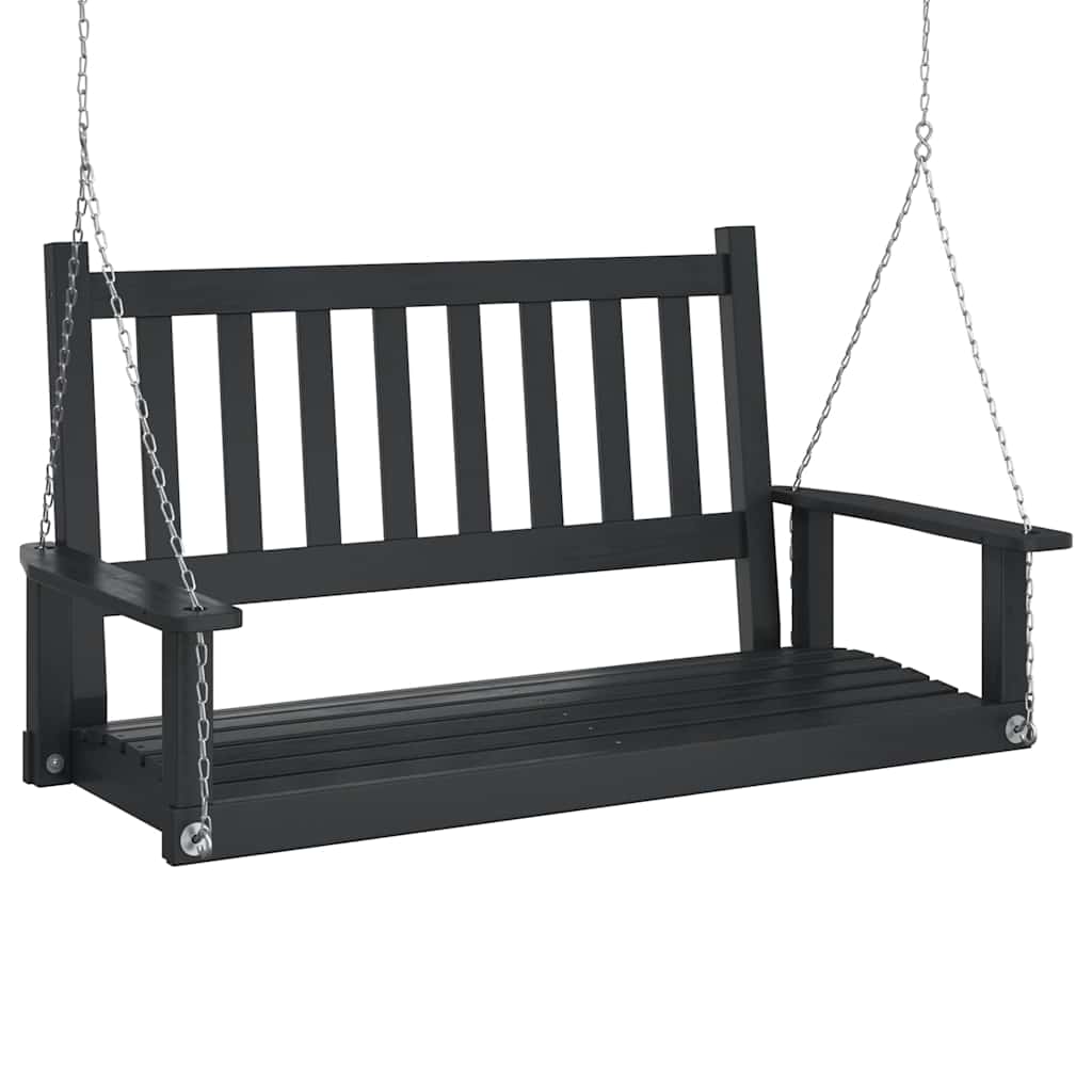 VidaXL Gartenschaukelbank mit Metallketten aus festem Kiefernholz schwarz