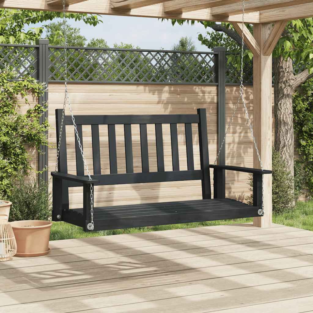VidaXL Gartenschaukelbank mit Metallketten aus festem Kiefernholz schwarz