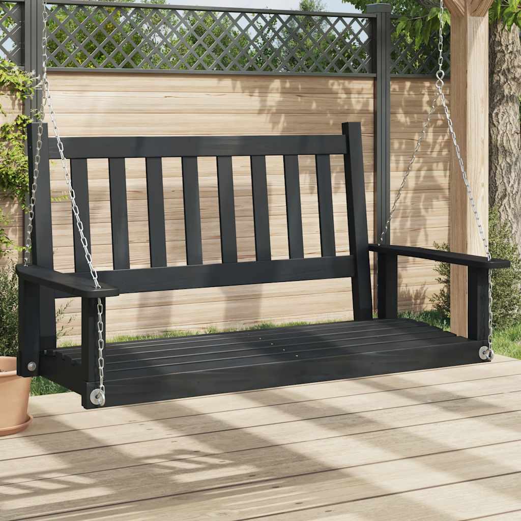 VidaXL Gartenschaukelbank mit Metallketten aus festem Kiefernholz schwarz