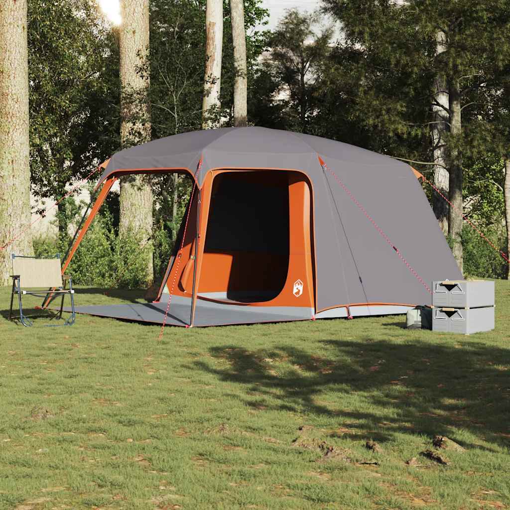 Vidaxl kampeertent met verandakoepel 5persoons waterdicht grijs oranje