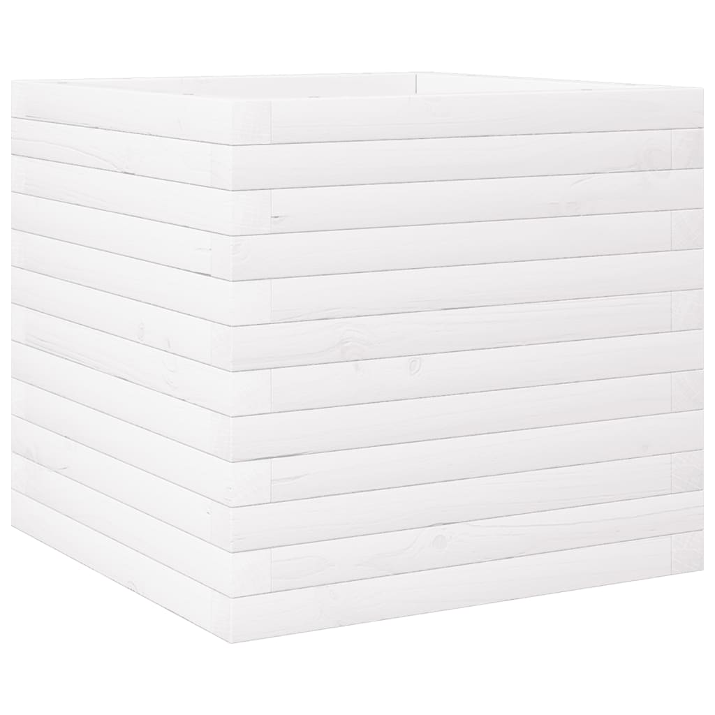 Vidaxl plantenbak 50x50x46 cm massief grenenhout wit