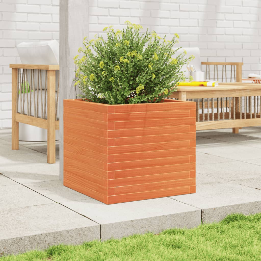 Vidaxl plantenbak 50x50x46 cm massief grenenhout wasbruin
