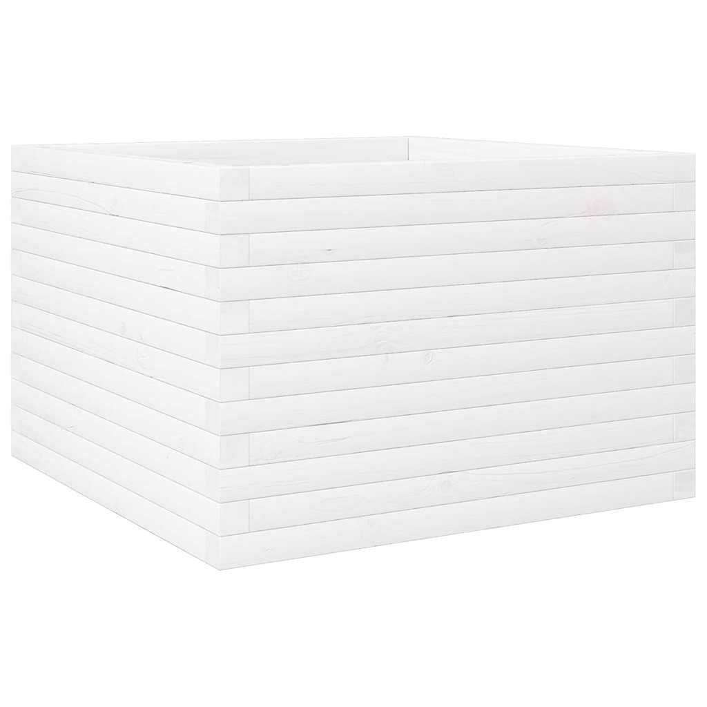 Vidaxl plantenbak 70x70x46 cm massief grenenhout wit
