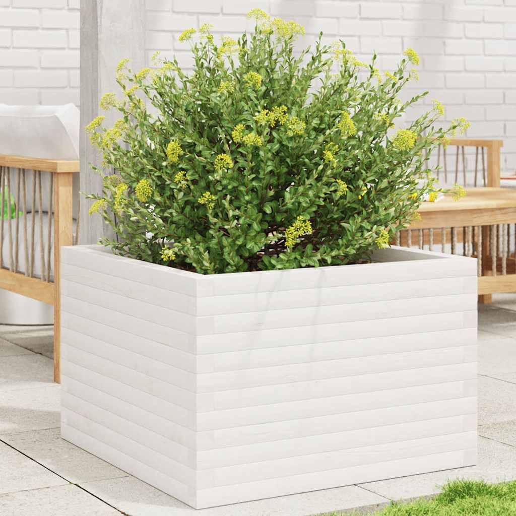 Vidaxl plantenbak 70x70x46 cm massief grenenhout wit