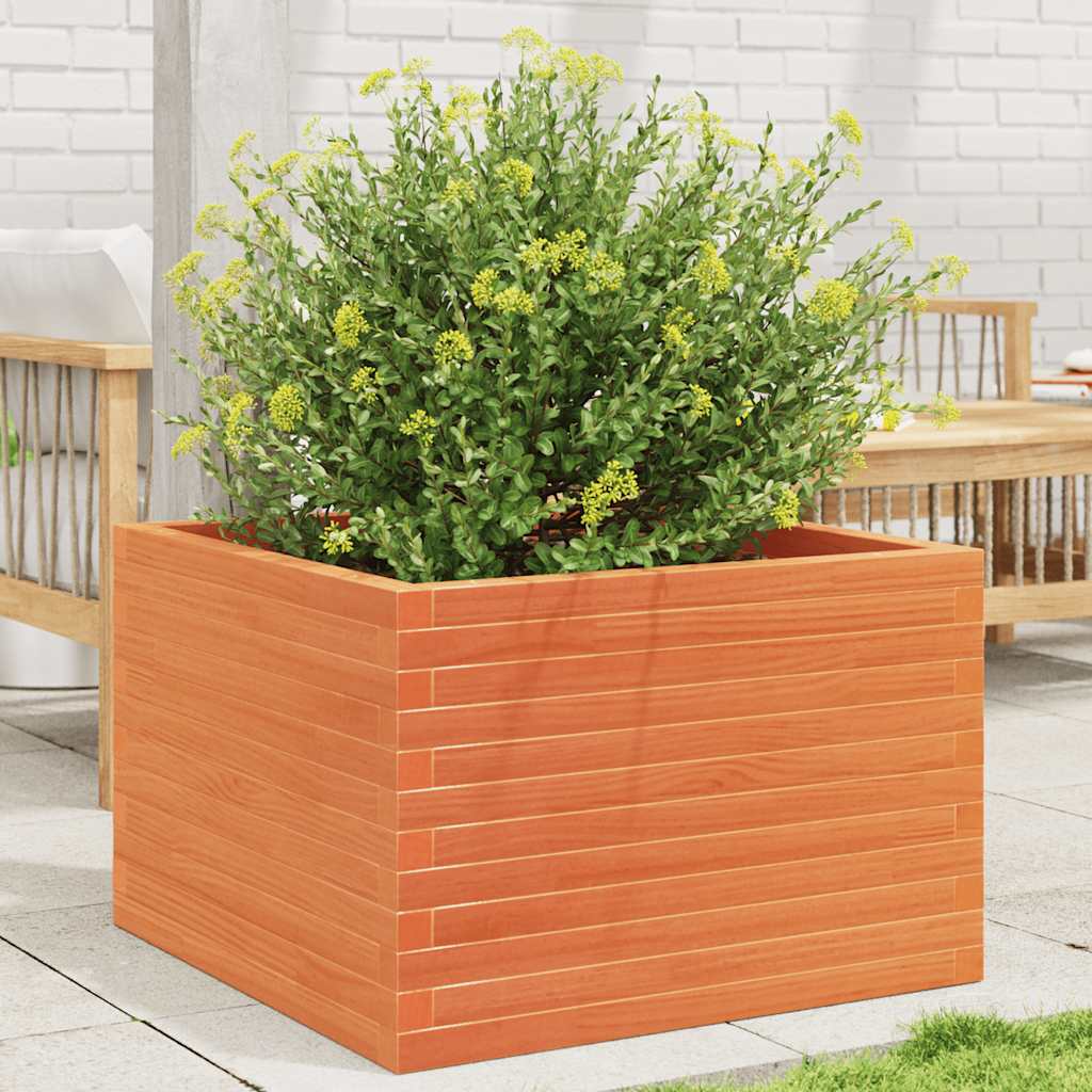 Vidaxl plantenbak 70x70x46 cm massief grenenhout wasbruin