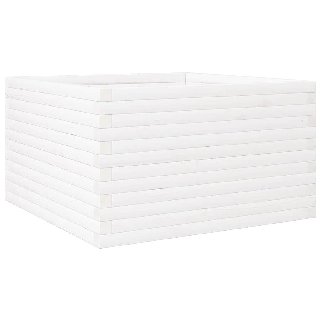 Vidaxl plantenbak 80x80x46 cm massief grenenhout wit