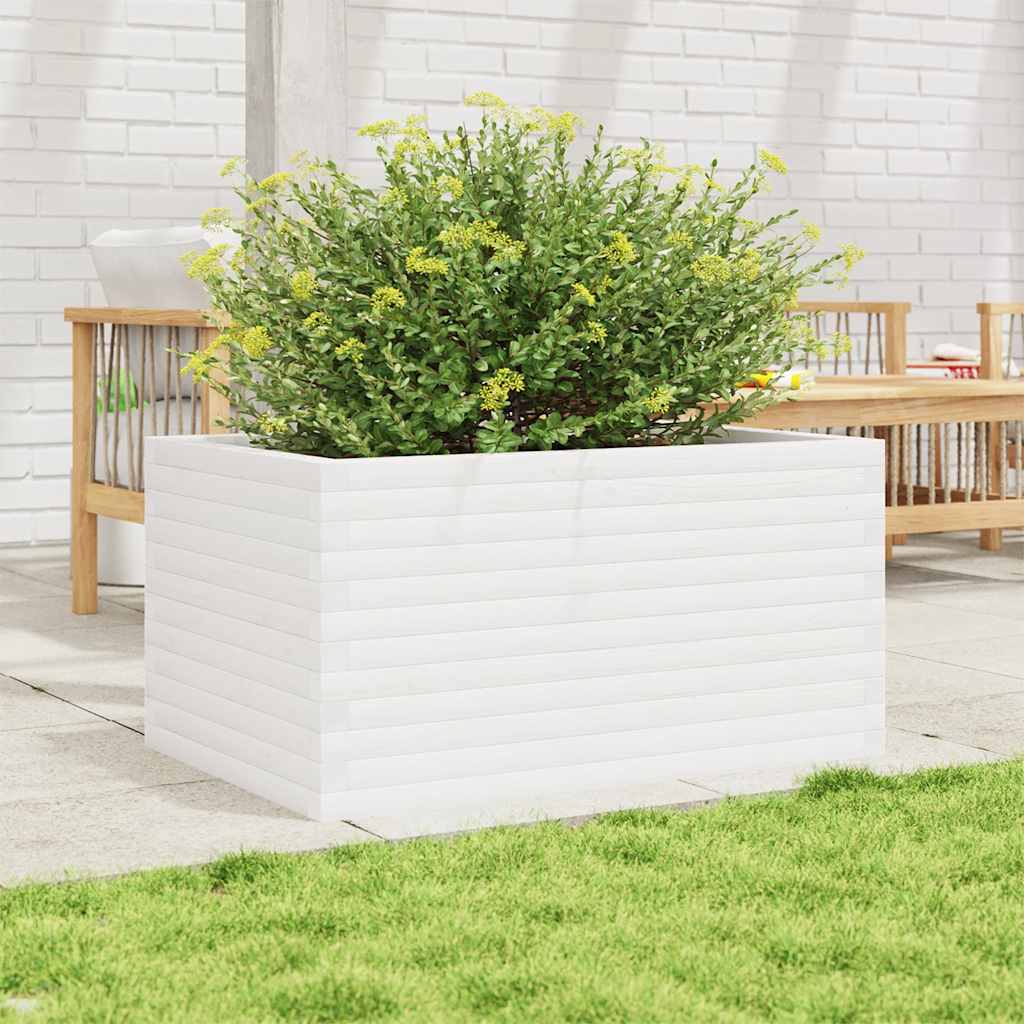 Vidaxl plantenbak 90x60x46 cm massief grenenhout wit
