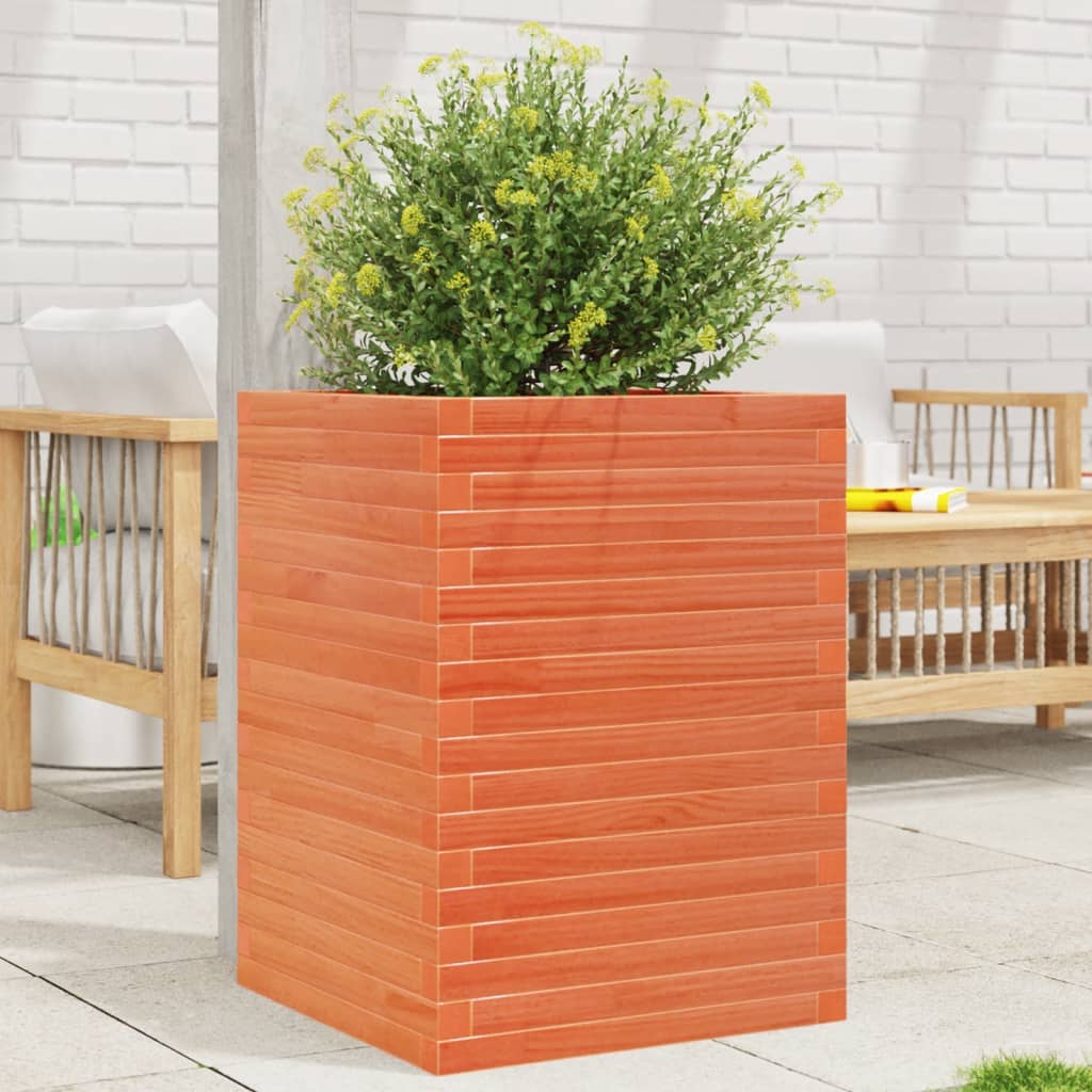 Vidaxl plantenbak 50x50x68,5 cm massief grenenhout wasbruin