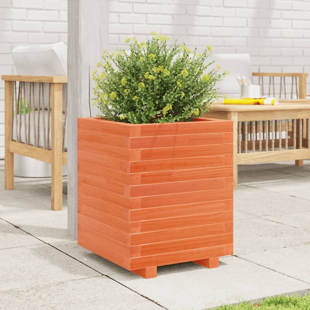 Vidaxl plantenbak 40x40x49,5 cm massief grenenhout wasbruin