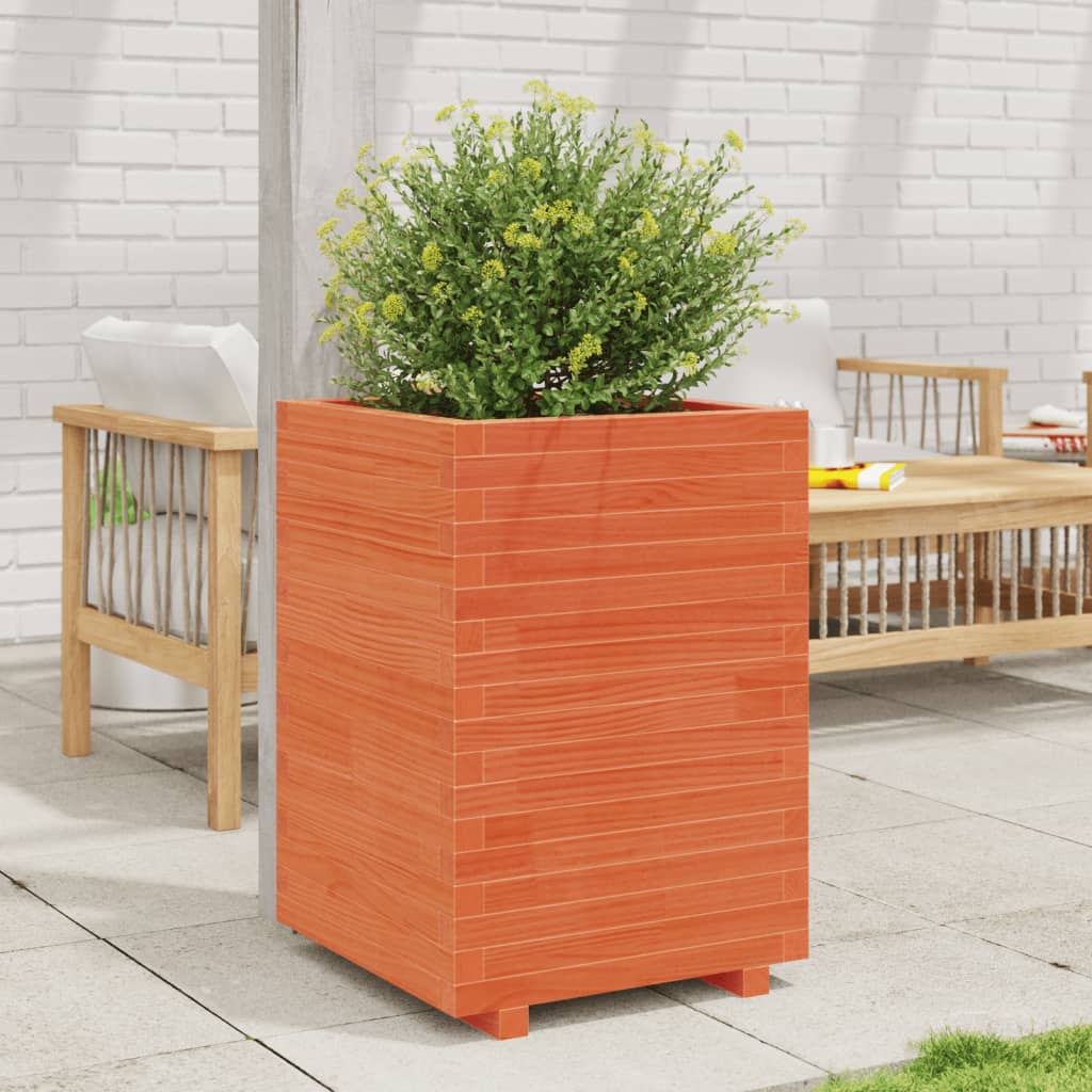 Vidaxl plantenbak 50x50x72,5 cm massief grenenhout wasbruin