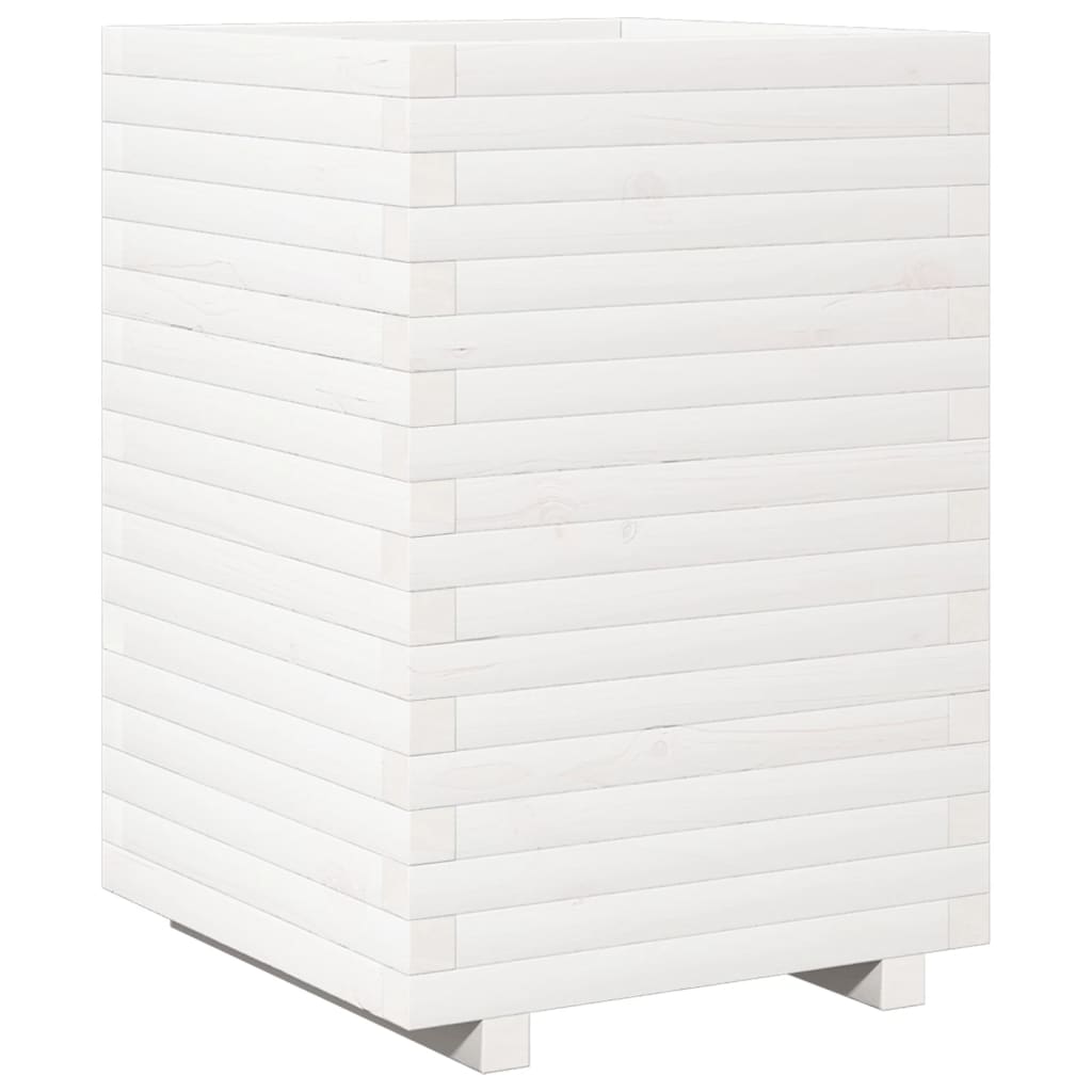 Vidaxl plantenbak 50x50x72 cm massief grenenhout wit