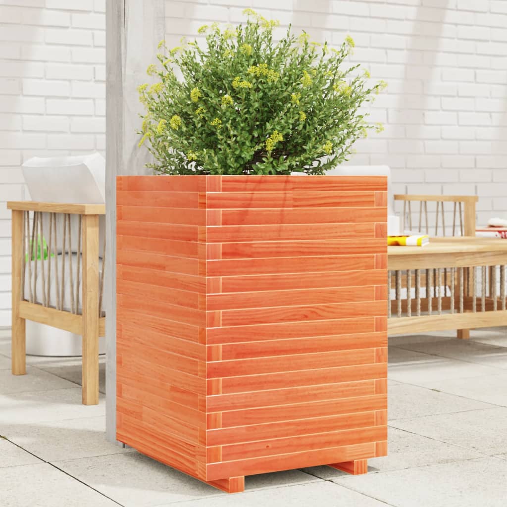 Vidaxl plantenbak 50x50x72 cm massief grenenhout wasbruin