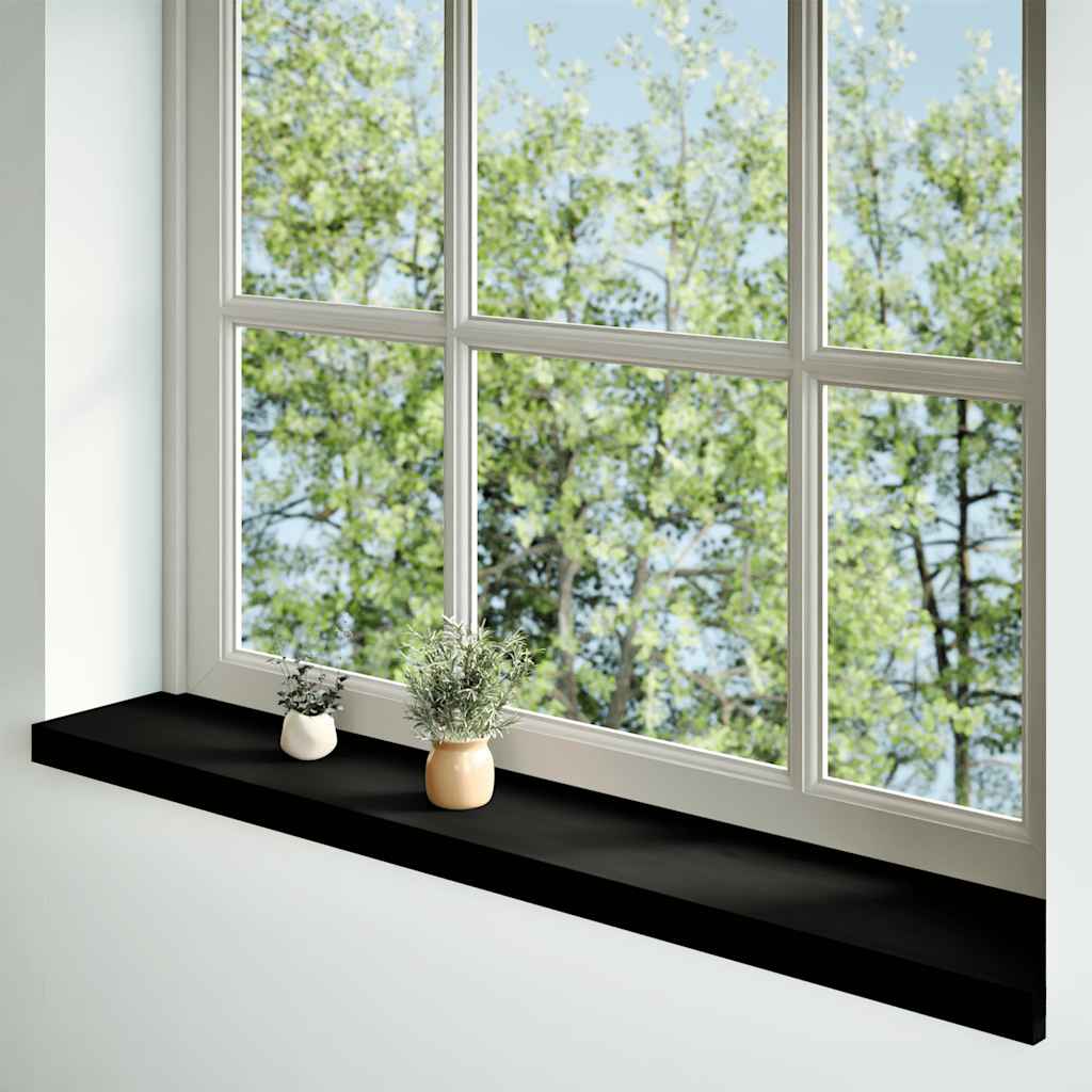 Vidaxl vensterbanken 2 st 160x20x2 cm massief eikenhout bruin-zwart