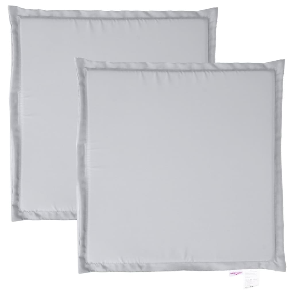 VidaXL Gartensitzkissen, 2 Stück, quadratisch, 45 x 45 x 2 cm, hellgrau