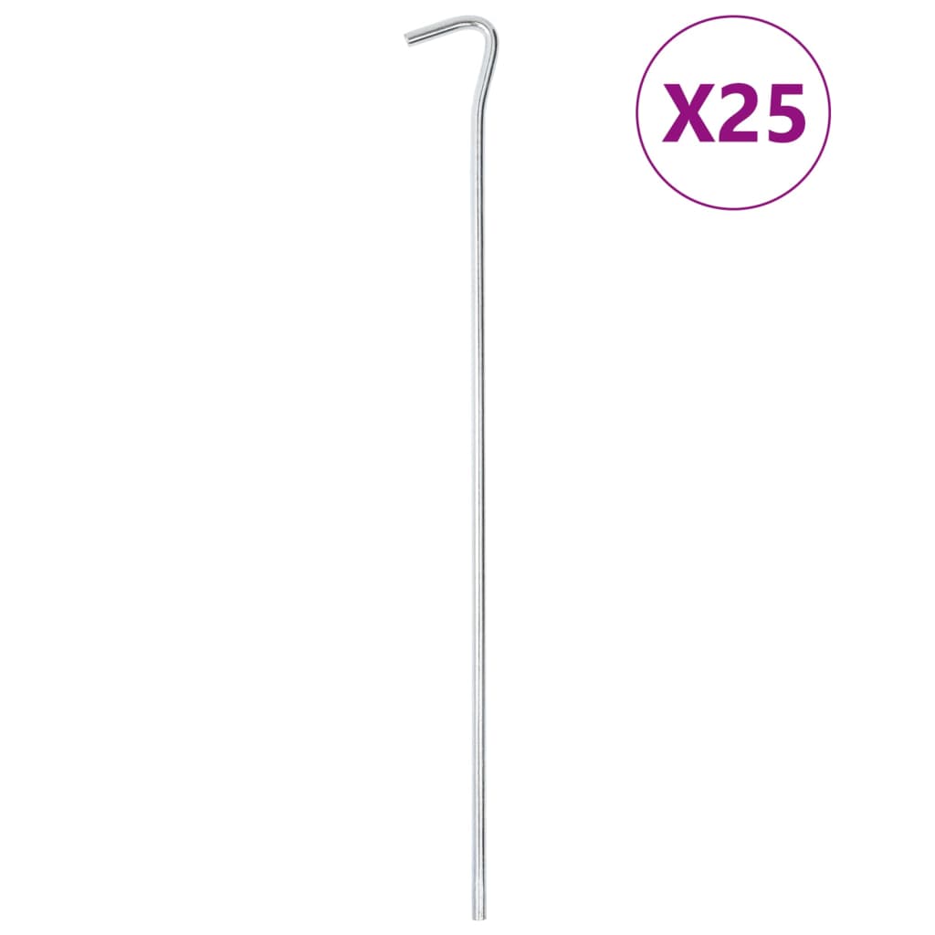 VidaXL Zeltnägel, 25 Stück, ø5 mm, 30 cm, verzinkter Stahl